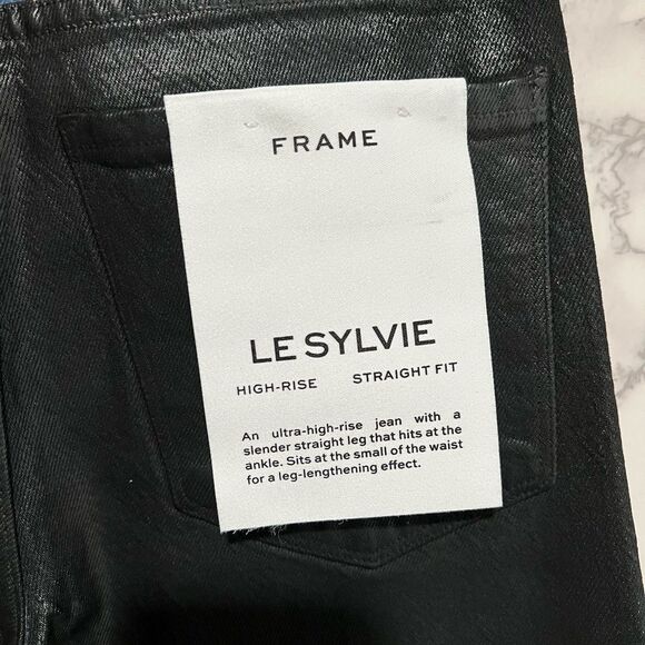 FRAME Le Sylvie Slender Straight Black Ice Jeans - Picture 6 of 8